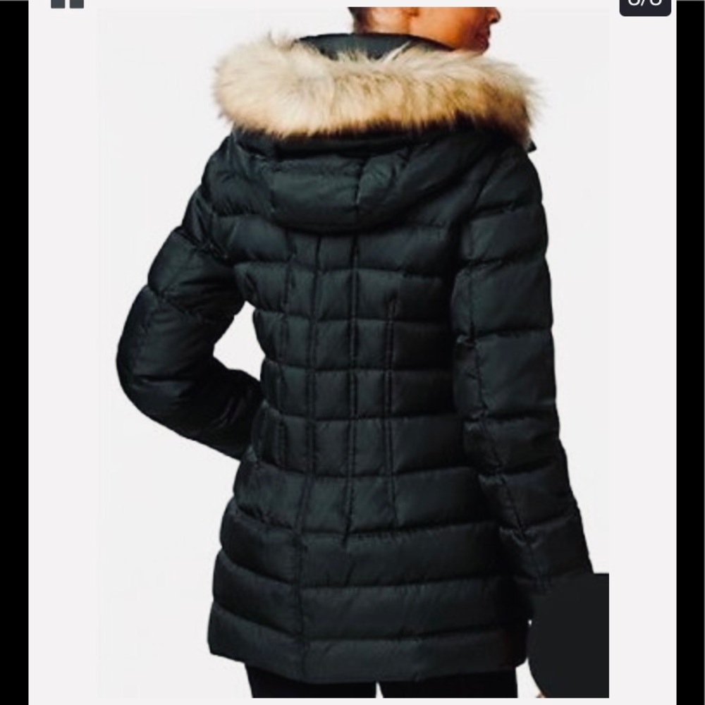 NWT,Vince Camuto Fur-Trim Hooded Puffer Coat Navy - Picture 2 of 2